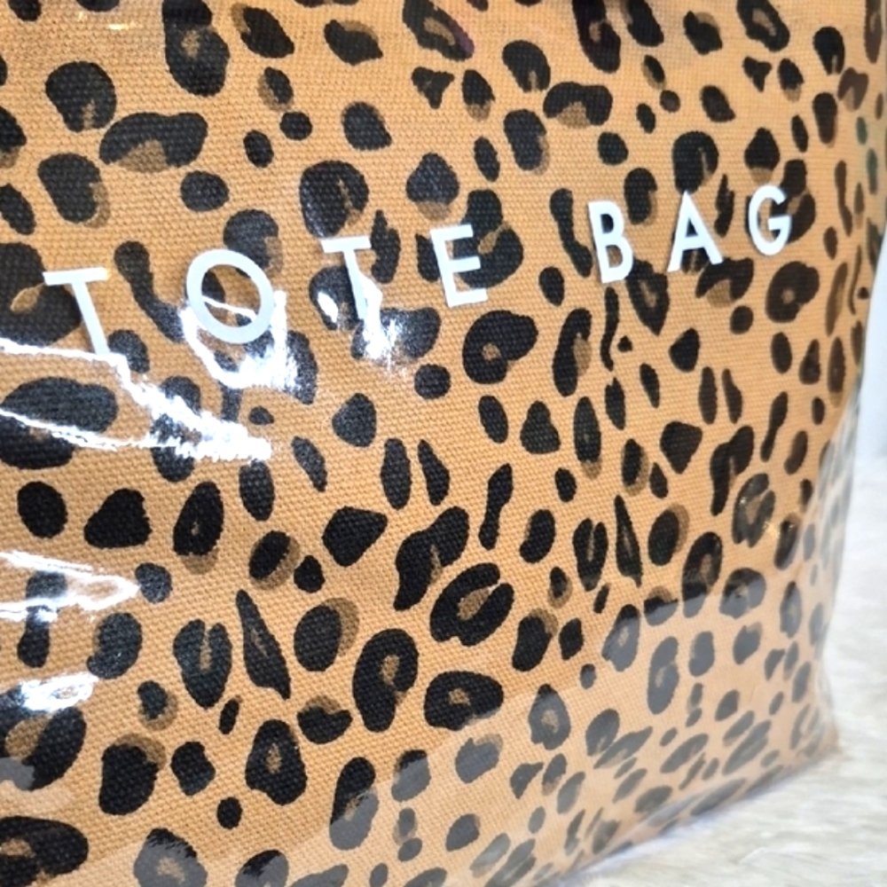Leopard Print Tote Bag with Bow Accent - Picture 10 of 17